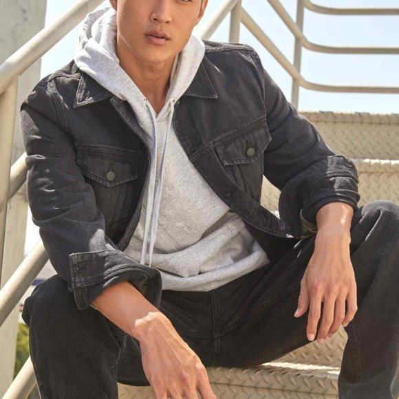 New GUESS Dillon Varsity Camo Denim Jacket sz M - Picture 5 of 12